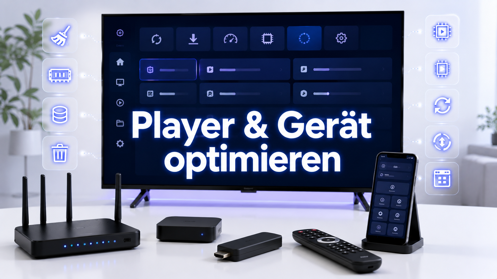 IPTV Player und Streaming-Gerät durch Cache-Löschung, Speicherprüfung und Decoder-Einstellungen optimieren