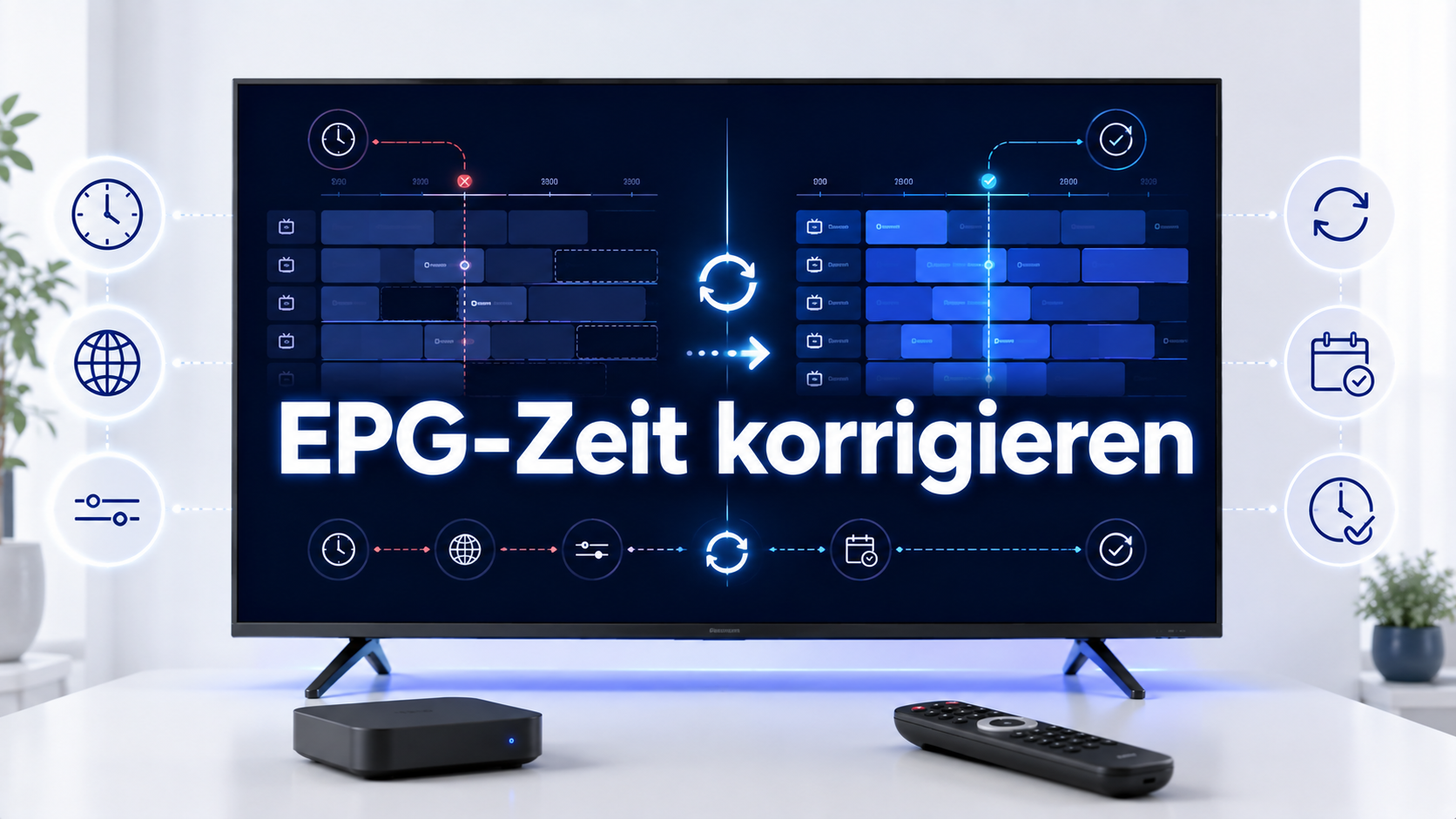 IPTV EPG Uhrzeit und Zeitzone korrigieren und Programmdaten auf dem Smart TV synchronisieren